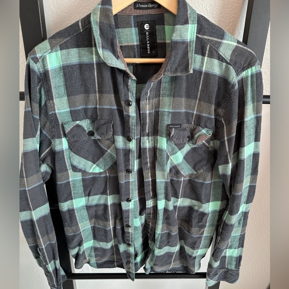 Great Billabong flannel. Teal and gray. Nice cotton shirt. - Picture 1 of 5